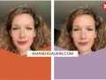 Une blonde à peau claire avec un rouge à lèvres rouge vif. La couleur du vêtement est subtile, mais le rouge à lèvres est audacieux.
