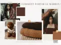 Inspiration mode : quelle couleur va avec le marron ? Une femme en veste de cuir, un caniche adorable, des pulls douillets et une palette de couleurs chaudes.