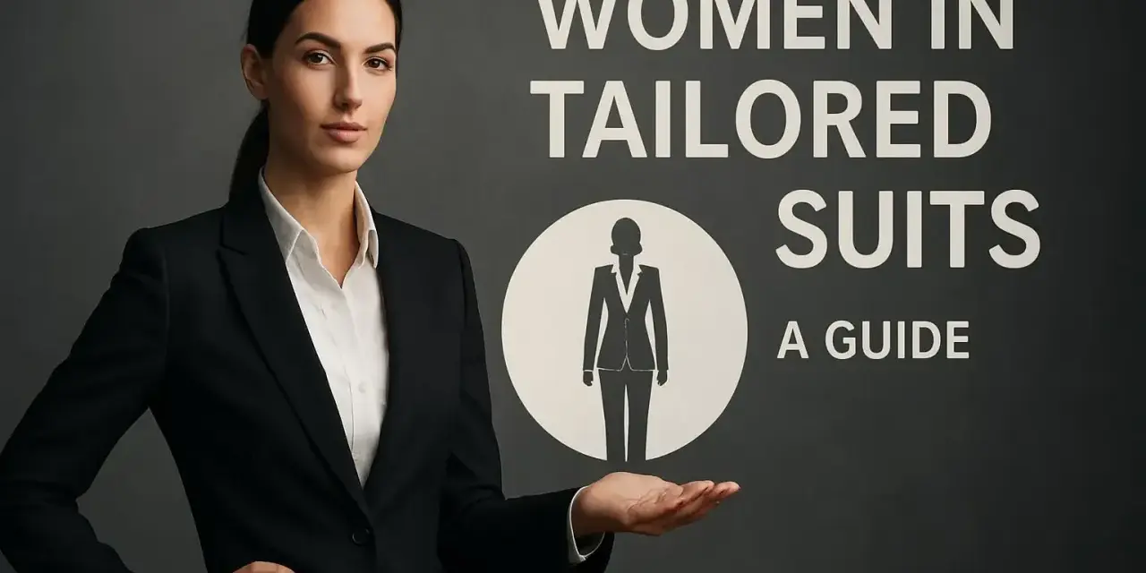 Une femme en tailleur noir impeccable, symbole du tailoring mode. Guide pour femmes en costumes sur mesure.