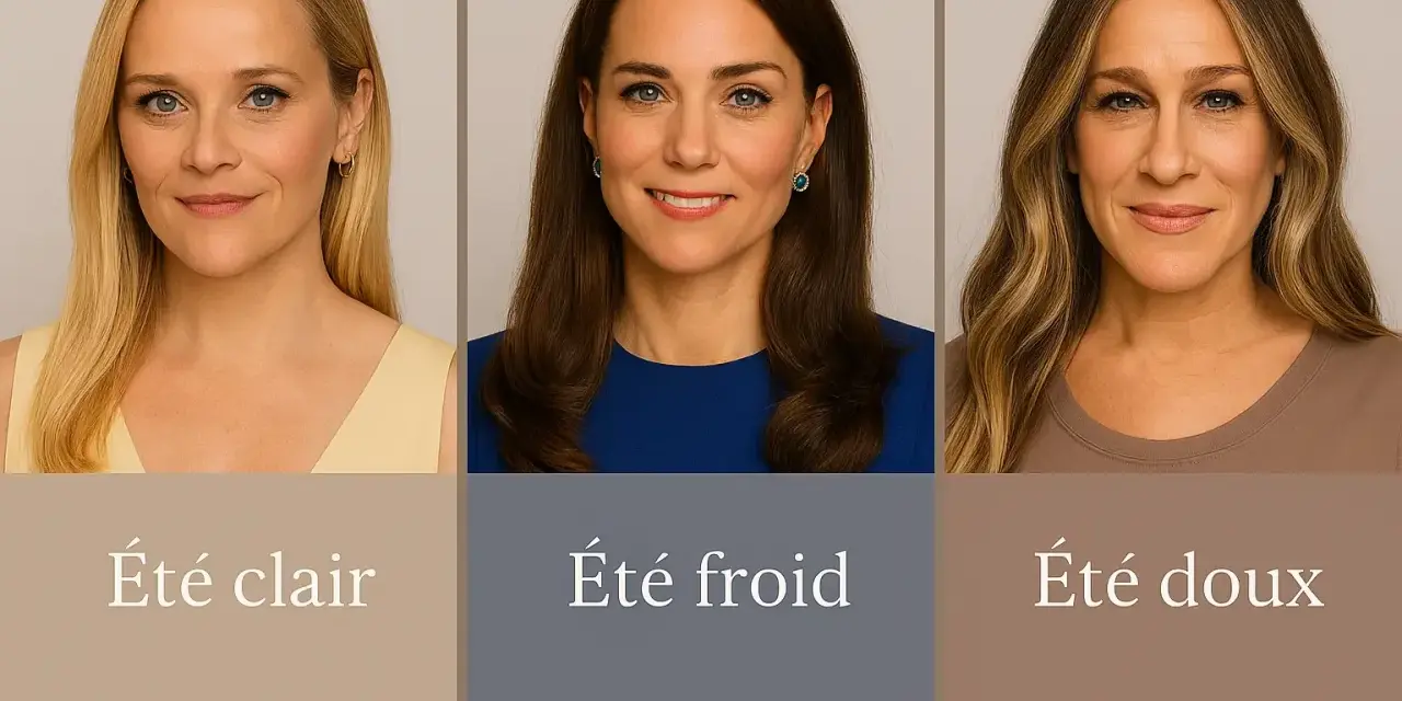 Trois femmes, trois saisons de colorimétrie : été clair, été froid, été doux.