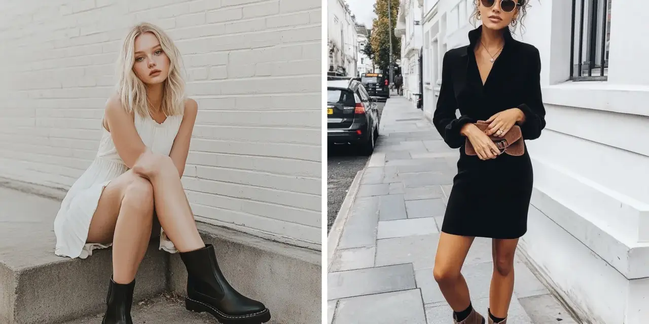 Quelle chaussure avec une robe noire en hiver ? Bottines noires ou marron pour un look chic et tendance.