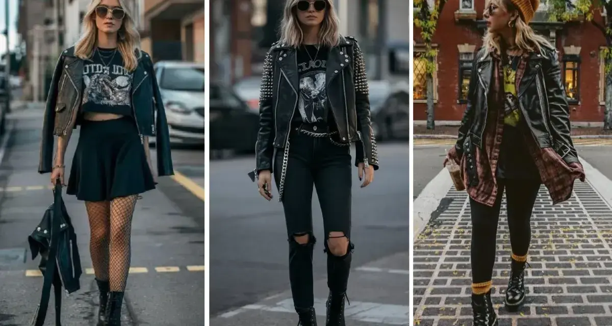 Trois looks rock'n'roll pour un festival : perfecto, jupette, résille ou jean déchiré. Parfait pour une tenue festival rock.