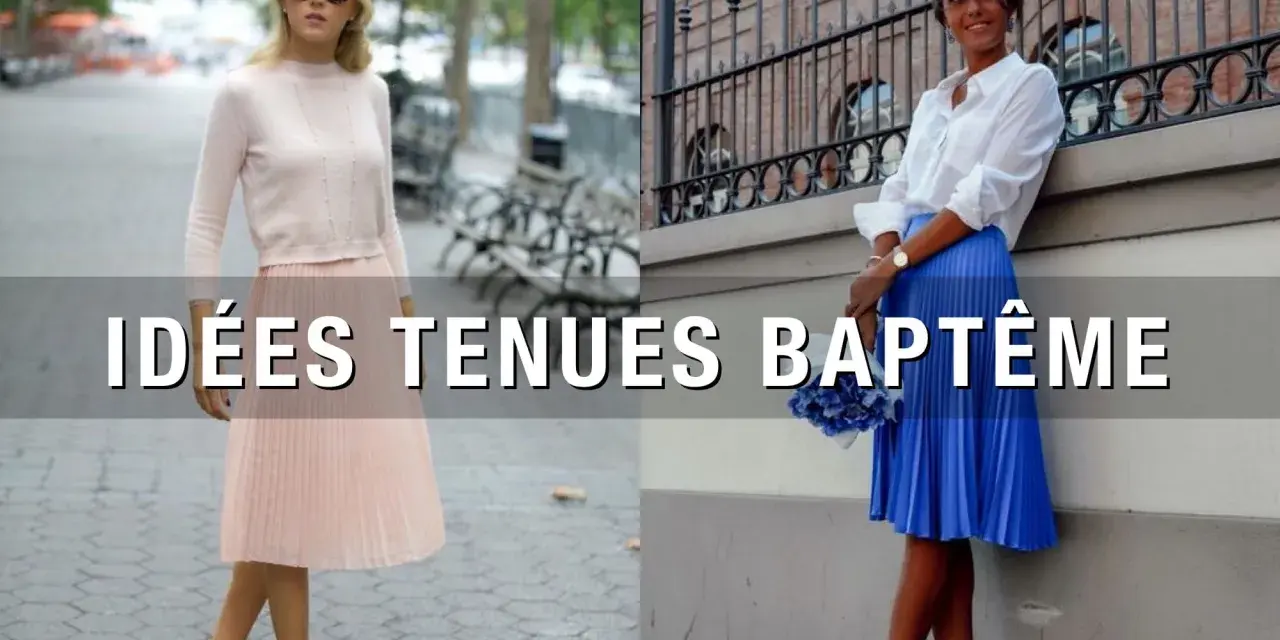 Idées tenues baptême : une femme en robe rose poudré et une autre en jupe bleue électrique.