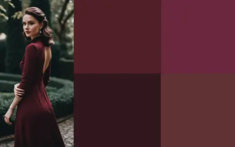 Une femme élégante porte une robe bordeaux. L'image suggère quelle couleur associer avec une robe bordeau pour un look sophistiqué.