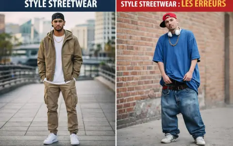 Deux hommes illustrent le style vestimentaire streetwear : l'un avec une tenue soignée, l'autre avec une allure plus décontractée.