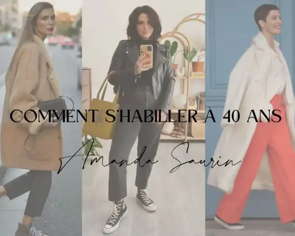 Trois femmes modernes, dont une femme 45 ans, montrent des looks stylés. "Comment s'habiller à 40 ans" par Amanda Saurin.