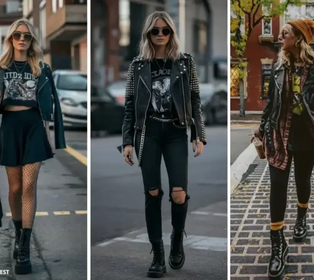 Trois looks rock'n'roll pour un festival : perfecto, jupette, résille ou jean déchiré. Parfait pour une tenue festival rock.