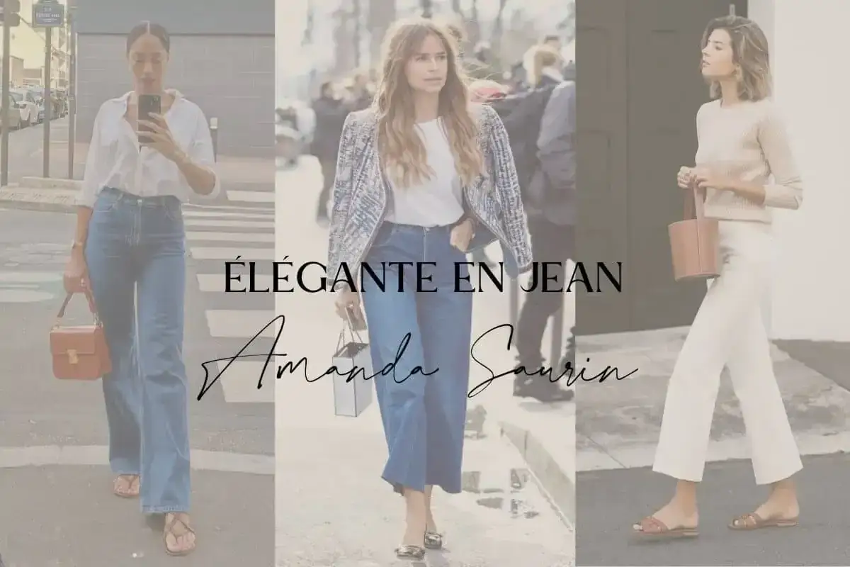 Trois femmes élégantes portent des tenues en jean, prouvant qu'un jean peut être une tenue de soirée chic.
